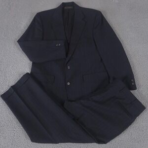 Brooks Brothers 2-Piece Suit Mens 44R Pants 38x31 Gray Pinstripe Blazer Trousers